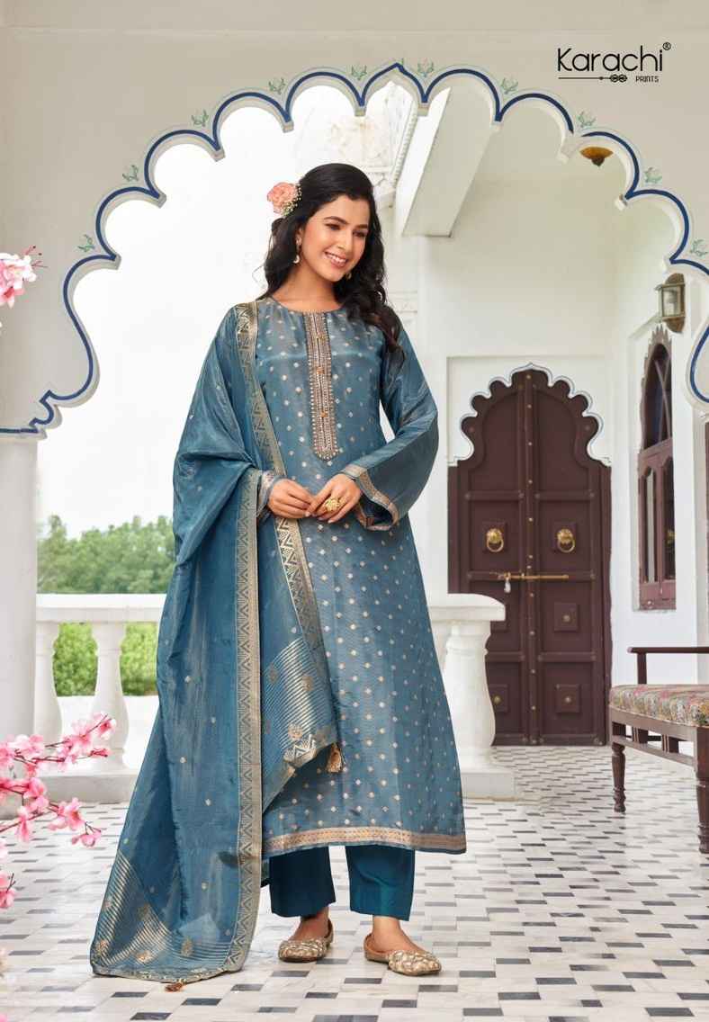 Kesar Karachi Bahar Kanjivaram Silk Dress Material Designer Ladies Cloths Trader