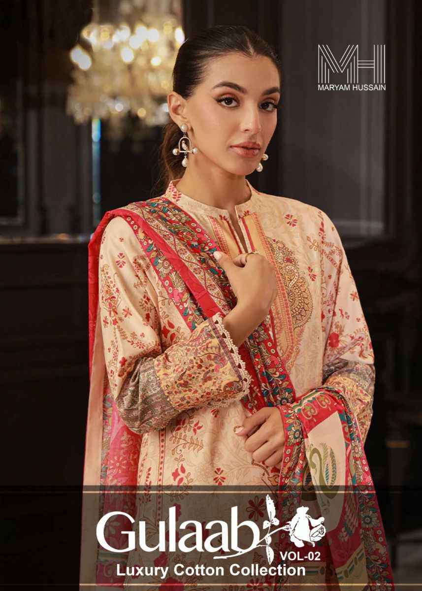 Maryam Hussain Gulaab Vol 2 Cotton Dress Material 6 pc Cataloge