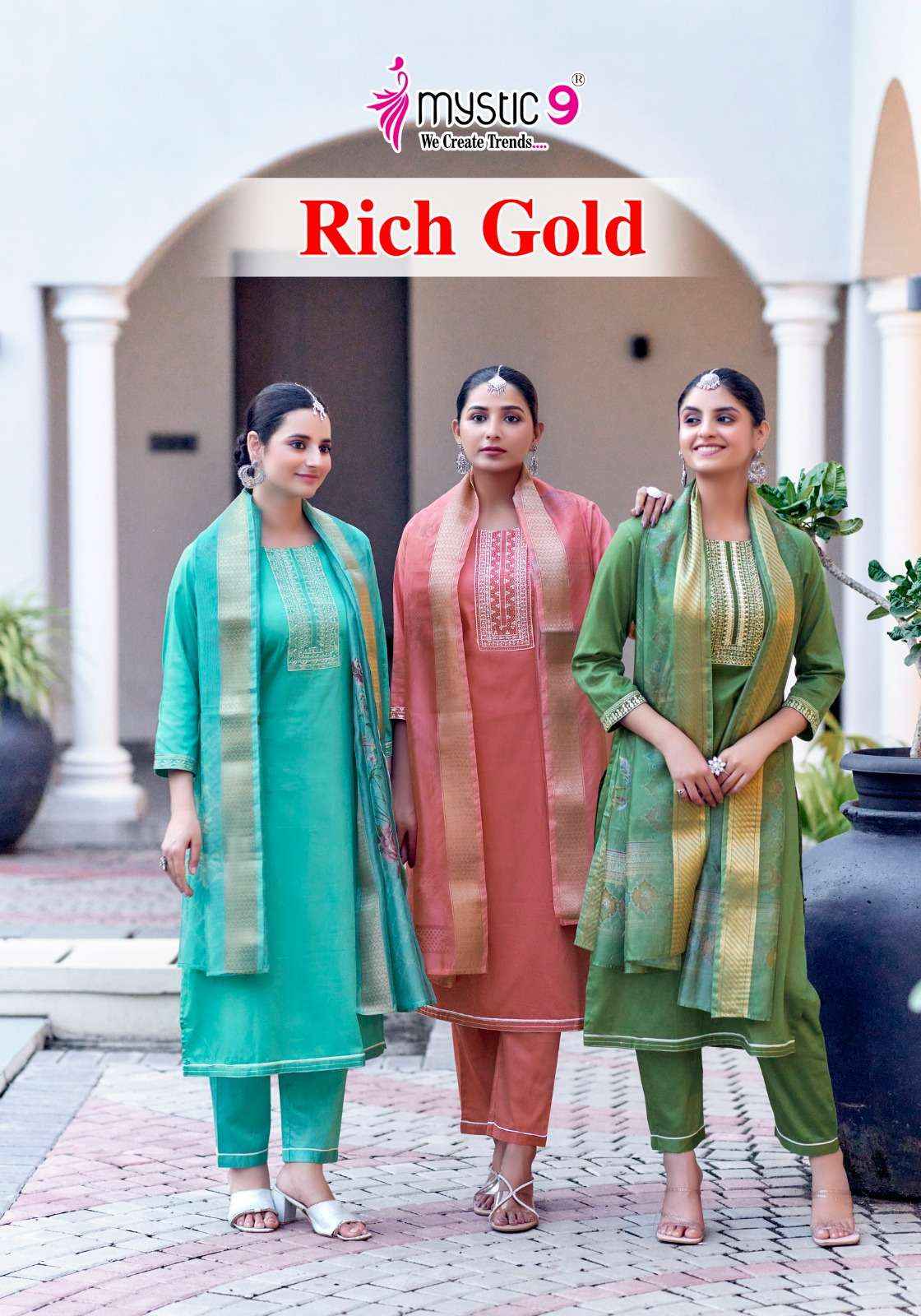 Mystic 9 Rich Gold Vol 3 Readymade Cotton Dress 8 pcs Catalogue