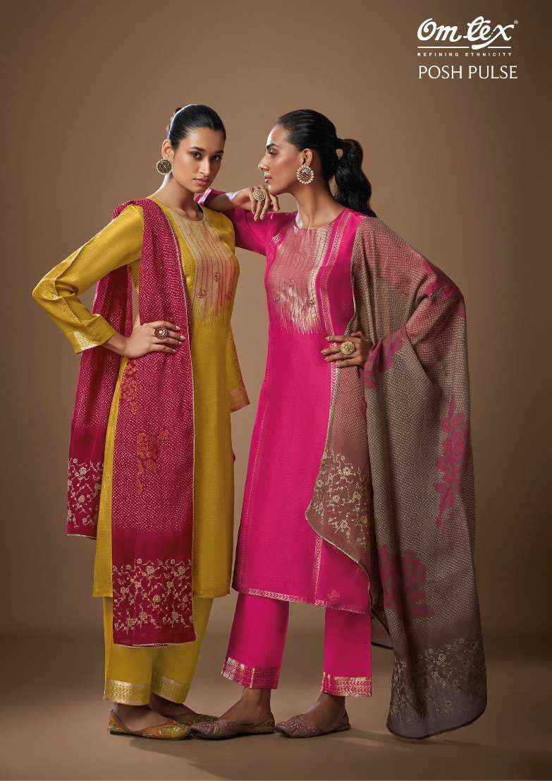 Omtex Posh Pulse Silk Jacquard Dress Material 3 pcs Catalogue