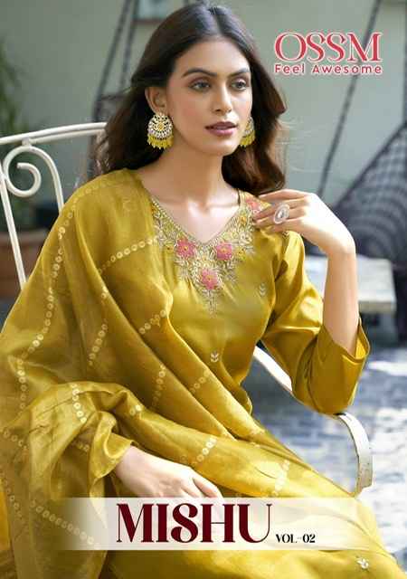 Ossm Mishu Vol 2 Roman Shimmer Kurti Combo 6 pcs Catalogue