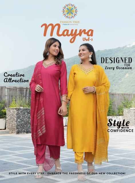 Passion Tree Mayra Vol 1 Roman Silk Kurti Combo 6 pcs Catalogue