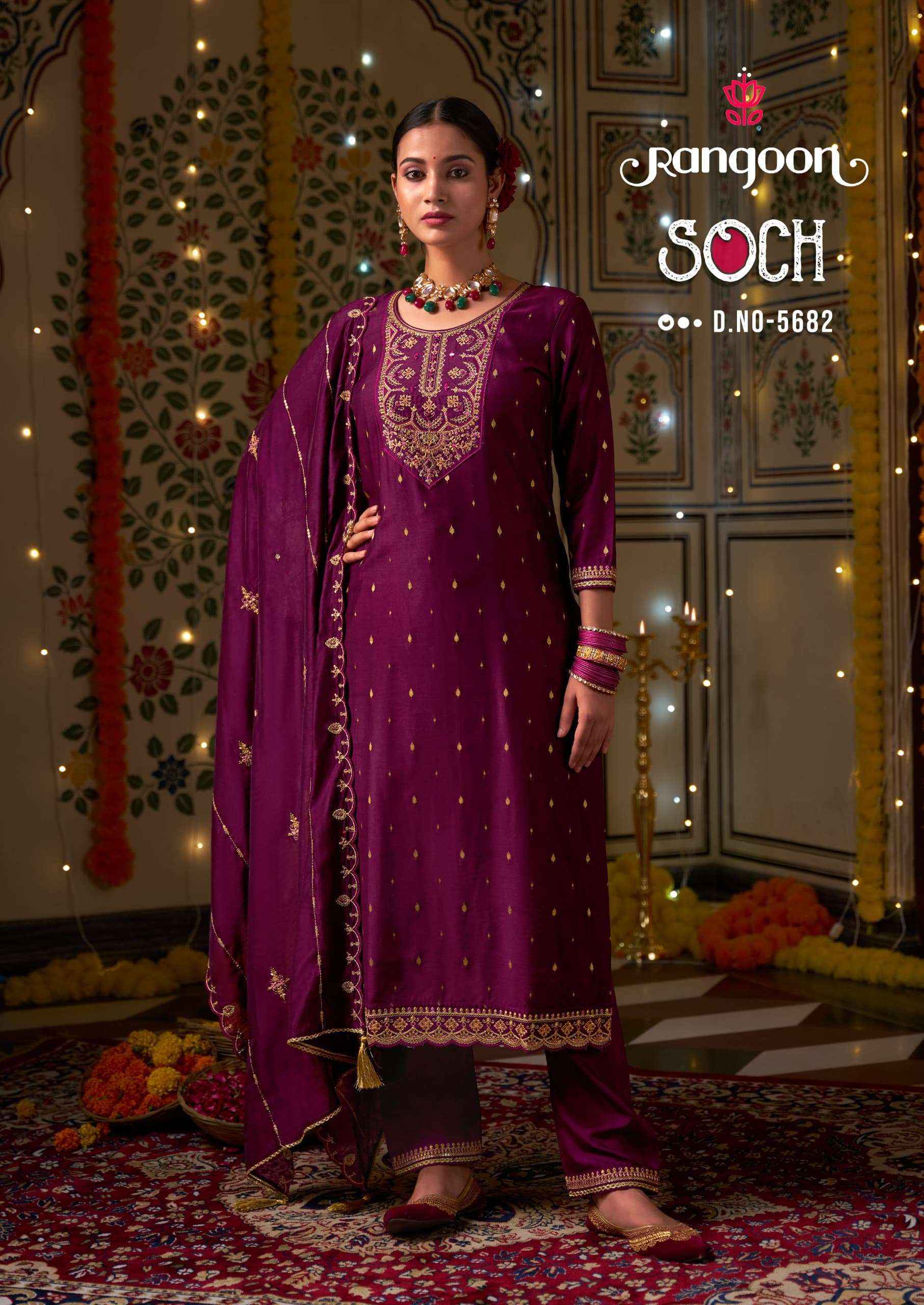 Rangoon Soch Readymade Viscouse Jacquard Dress 4 pcs Catalogue