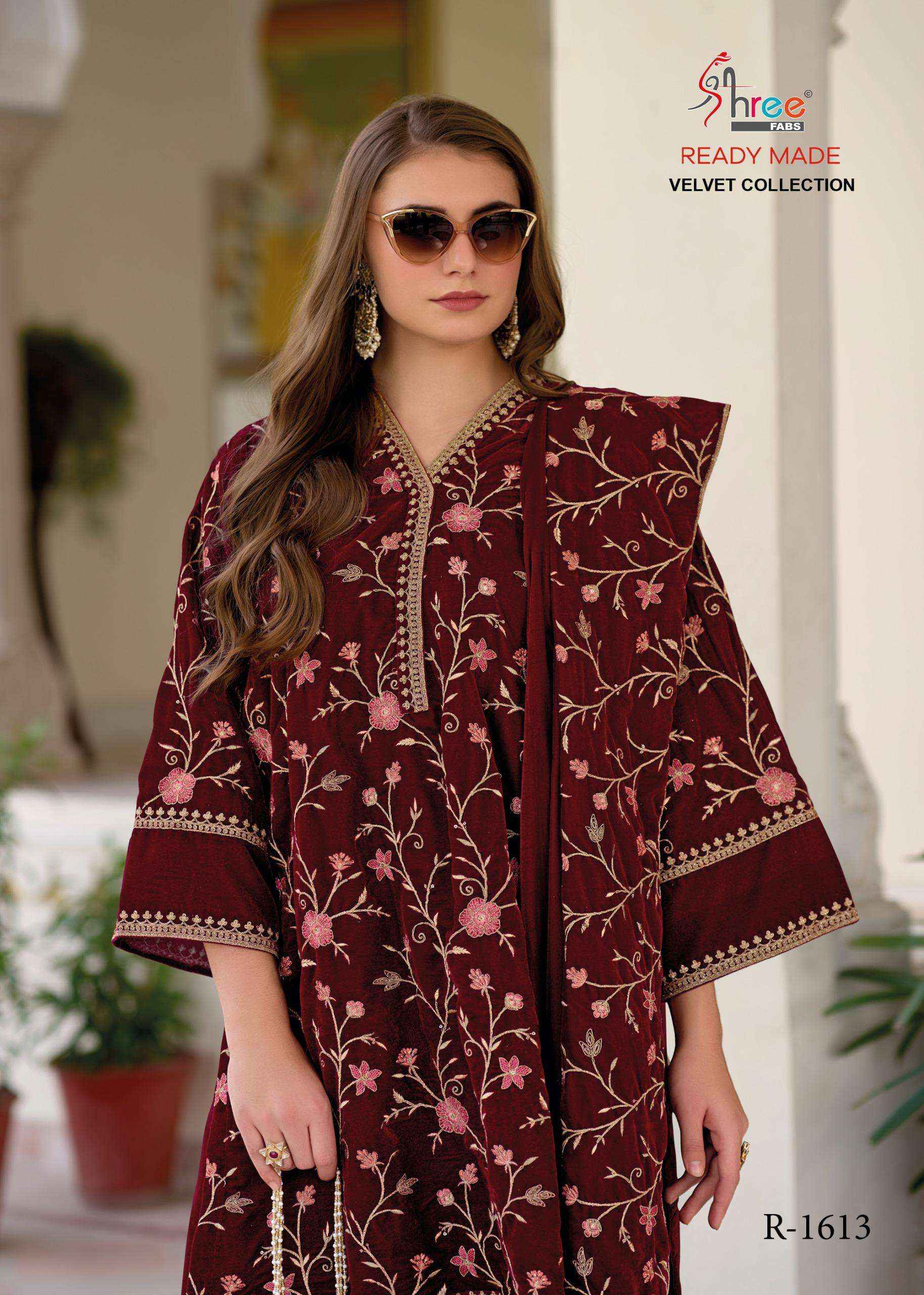 Shree Fabs R 1613 Readymade Velvet Dress Material 4 pcs Catalogue