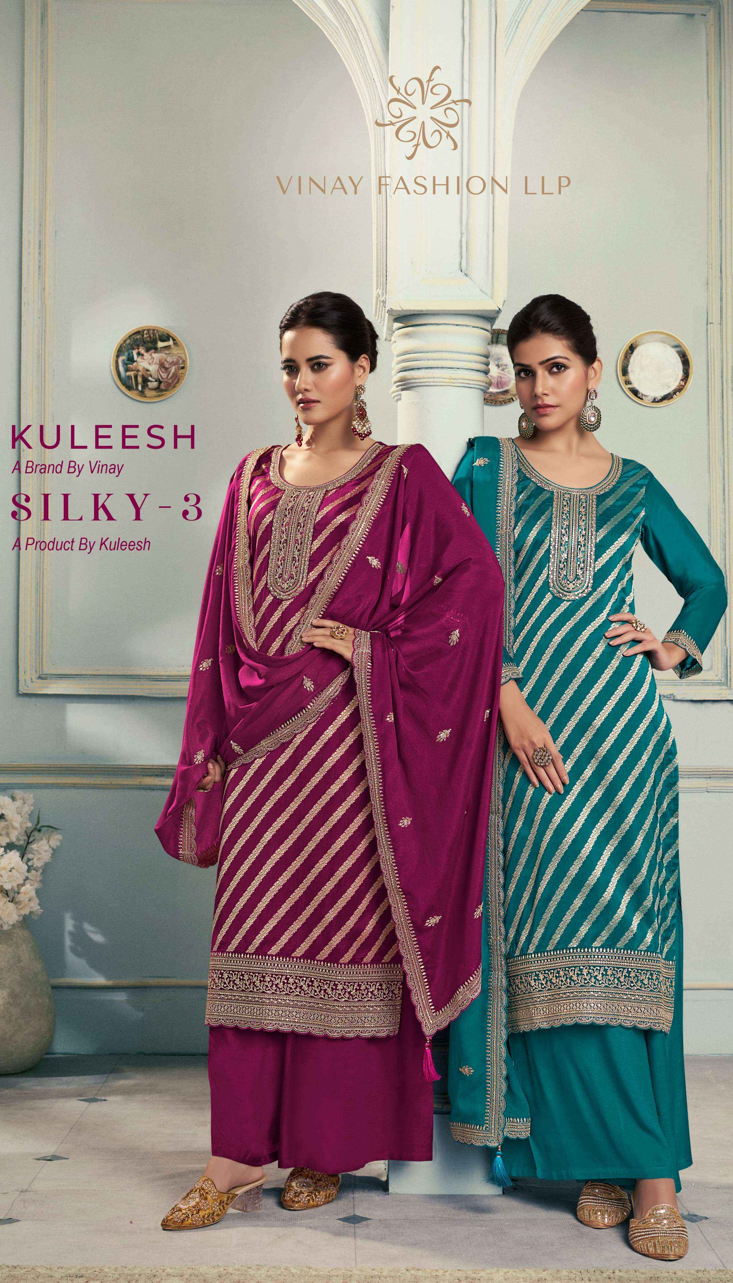 Vinay Fashion Kuleesh Silky Vol 3 Silk Jacquard Dress Material 4 pcs Catalogue