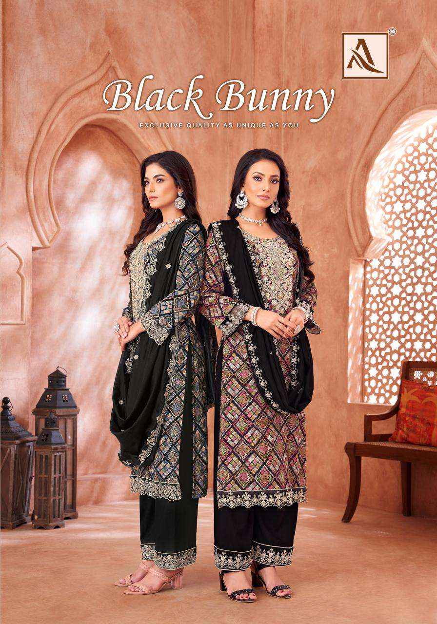 Alok Black Bunny Viscouse Dress Material 6 pcs Catalogue