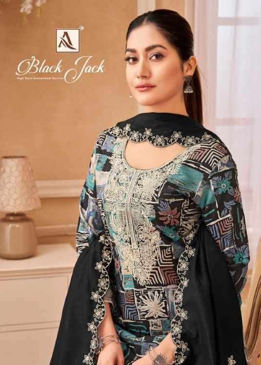 Alok Black Jack Viscouse Dress Material 6 pcs Catalogue