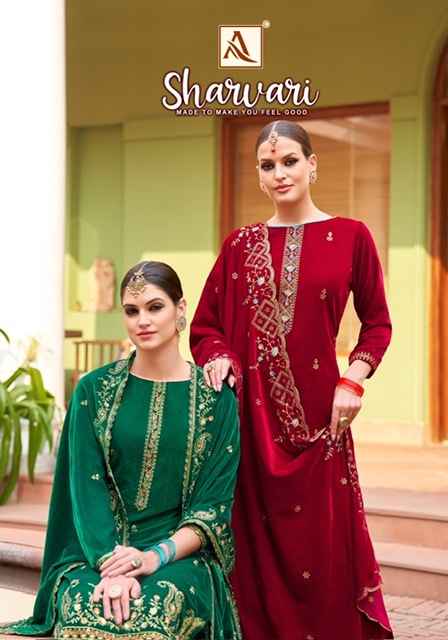 Alok Sharvari Velvet Dress Material 4 pcs Catalogue