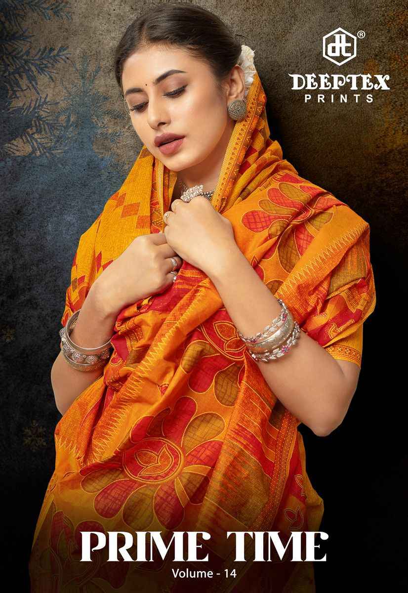 Deeptex Prime Time Vol 14 Cotton Saree 10 pcs Catalogue