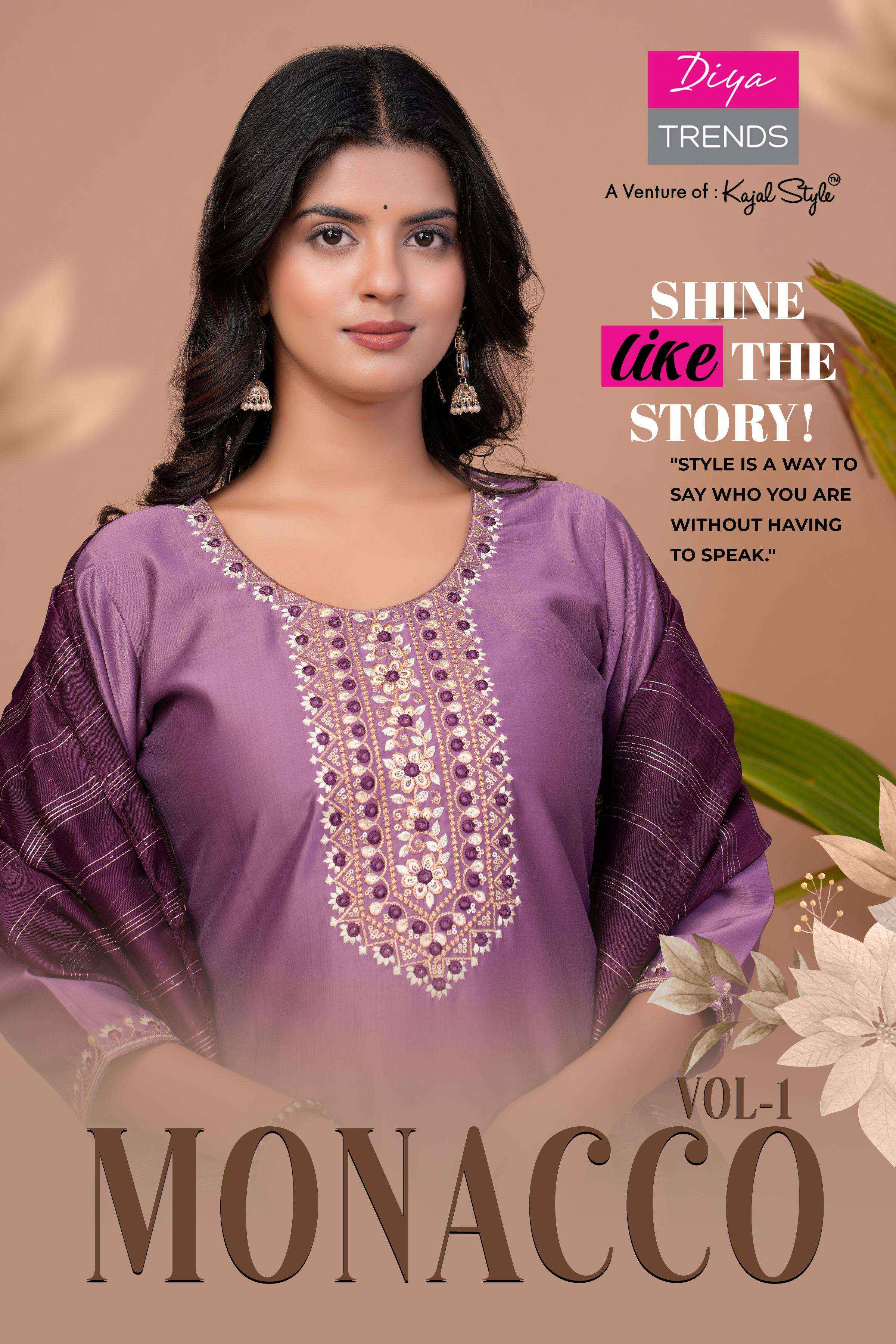 Diya Trends Monacco Vol 1 Silk Kurti Combo 8 pcs Catalogue