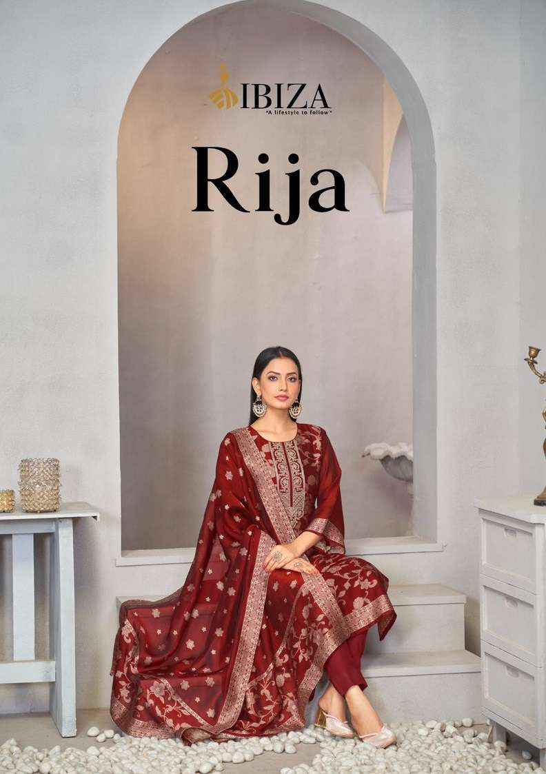 Ibiza Rija Silk Jacquard Dress Material 4 pcs Catalogue