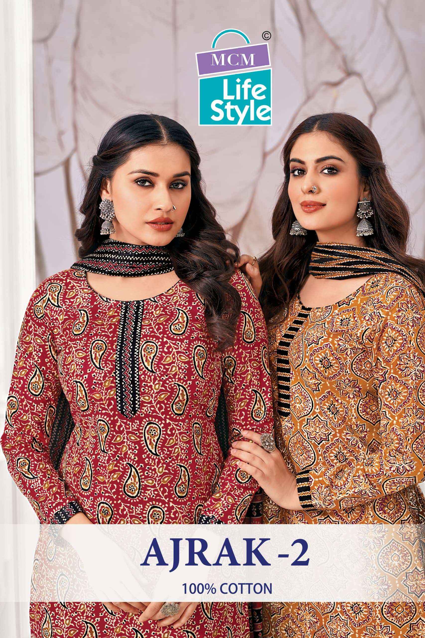 MCM Lifestyle Ajrak Vol 2 Readymade Cotton Dress Material 10 pcs Catalogue