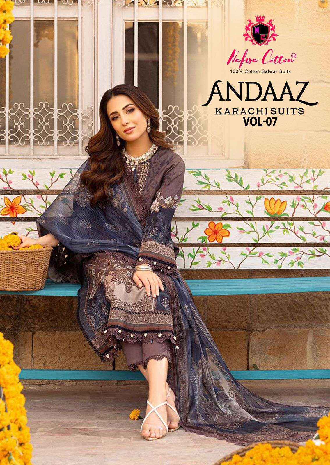 Nafisa Cotton Andaaz Karachi Suits Vol 7 Cotton Dress Material 6 pcs Catalogue