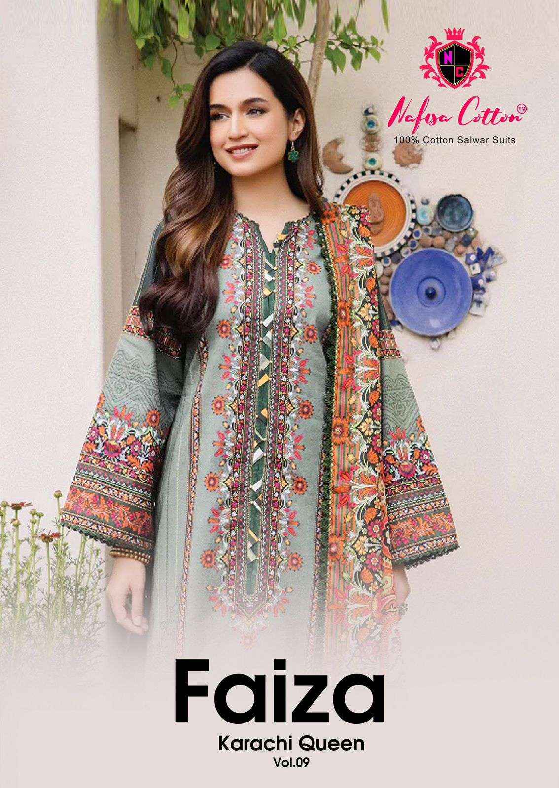 Nafisa Cotton Faiza Karachi Queen Vol 9 Cotton Dress Material 6 pcs Catalogue