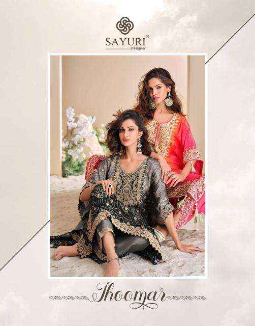 Sayuri Designer Jhoomar Crape Silk Kaftan 4 pcs Catalogue