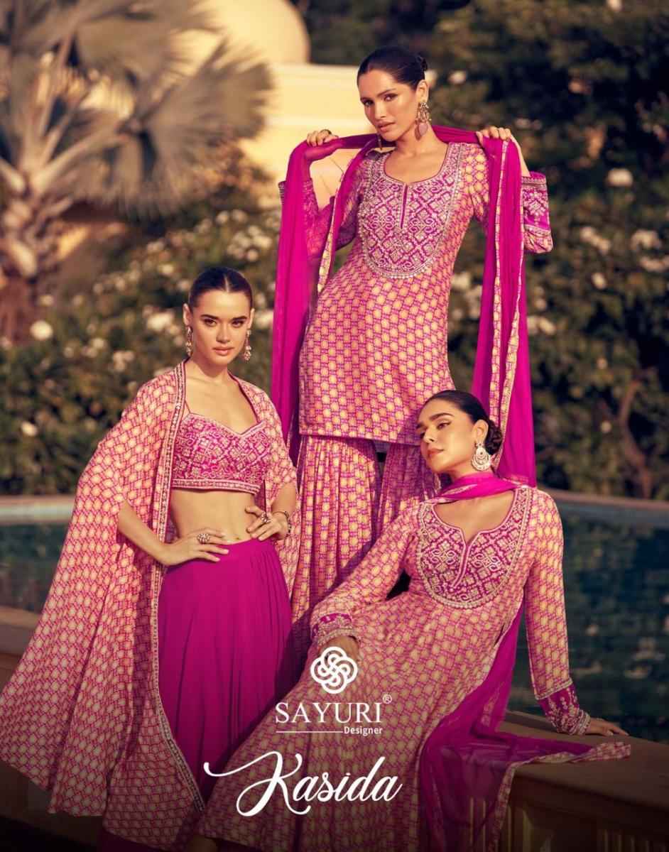 Sayuri Designer Kasida Readymade Chinon Silk Dress 3 pcs Catalogue