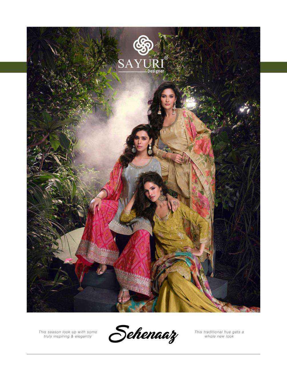 Sayuri Designer Sehenaaz Readymade Chinon Silk Dress 3 pcs Catalogue