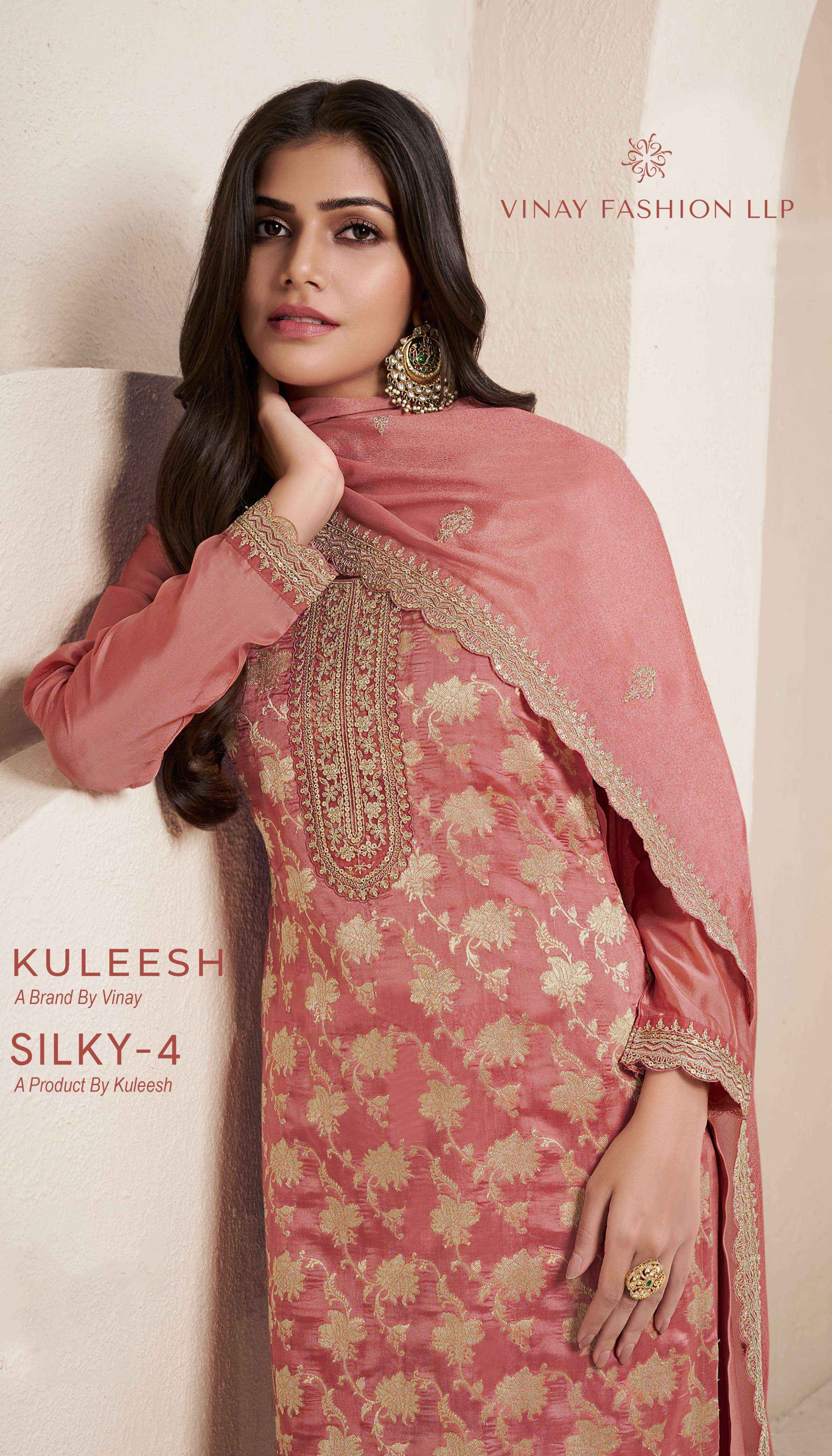 Vinay Fashion Kuleesh Silky Vol 4 Silk Jacquard Dress Material 4 pcs Catalogue