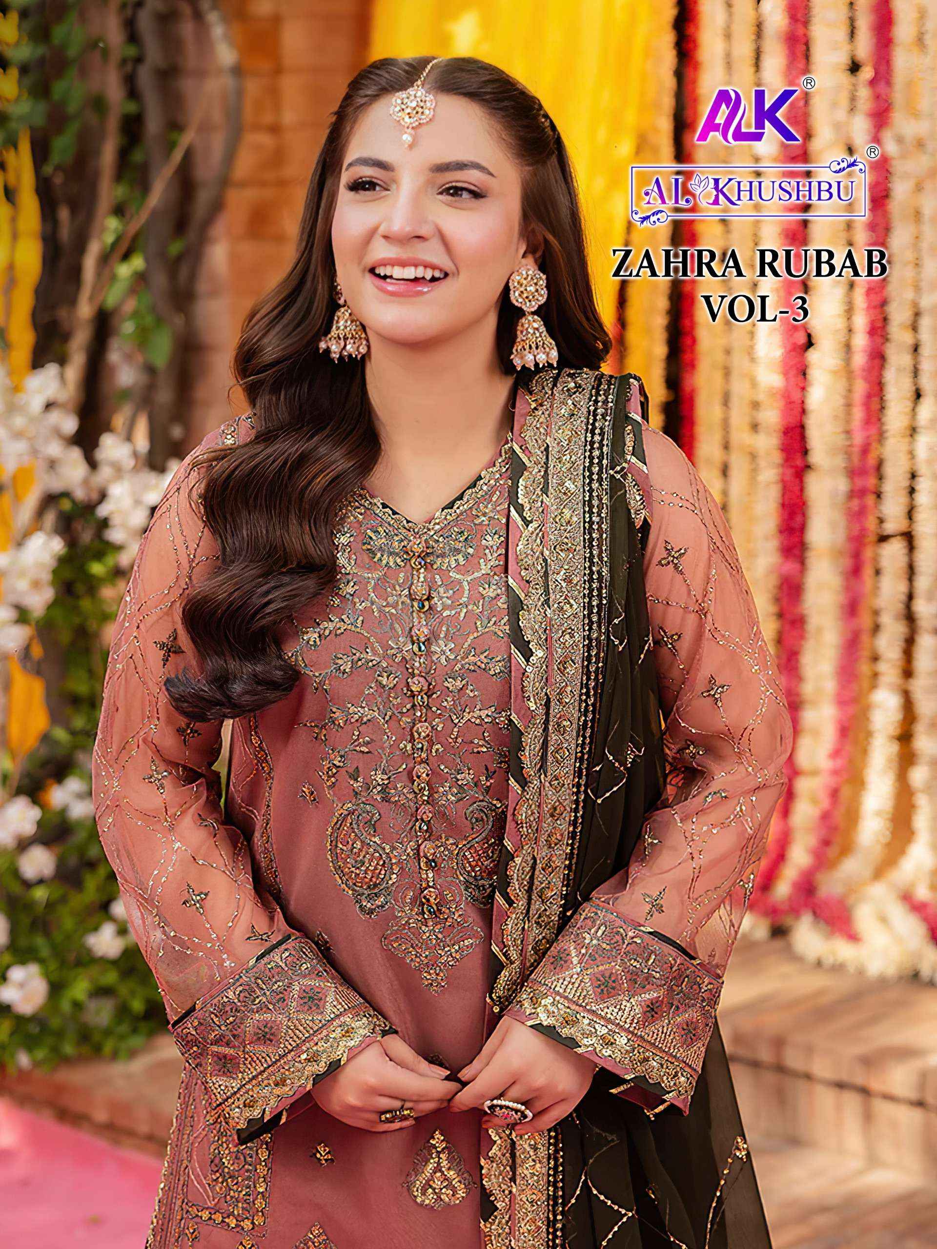 Al Khushbu Zahra Rubab Vol 3 Georgette Dress Material 3 pcs Catalogue
