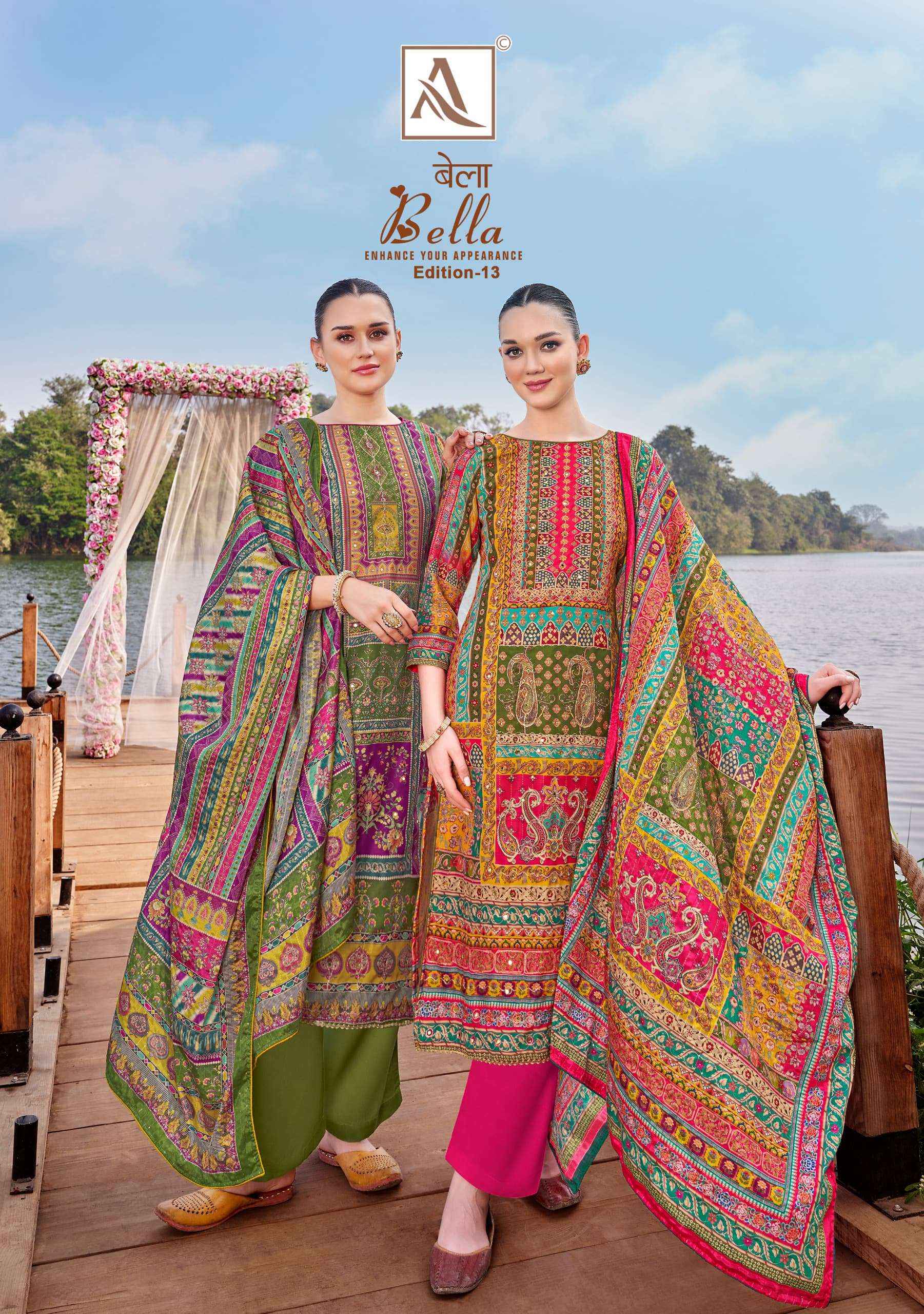 Alok Bella Edition 13 Muslin Dress Material 6 pcs Catalogue