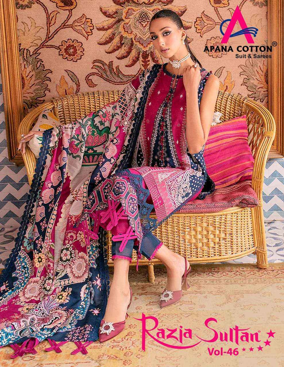 Apana Cotton Razia Sultan Vol 46 Cotton Dress Material 10 pcs Catalogue