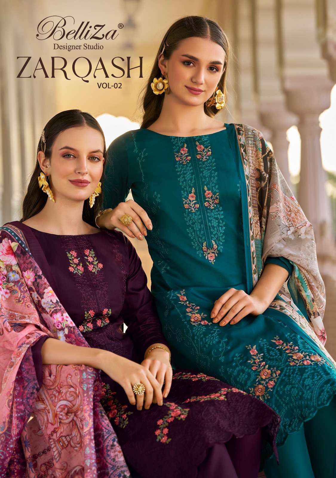 Belliza Zarqash Vol 2 Jam Dress Material 8 pcs Catalogue