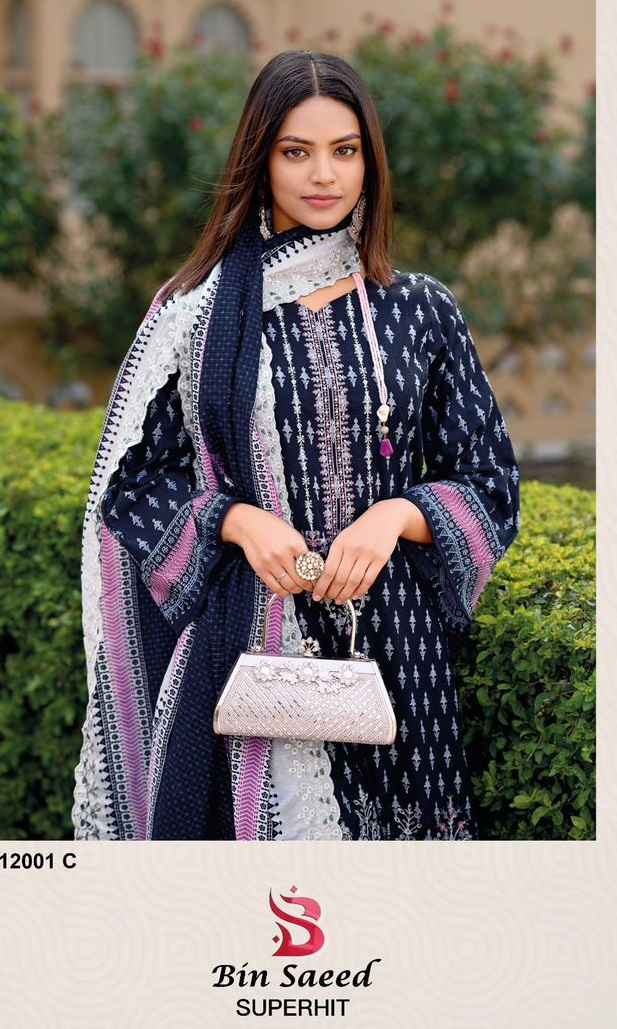 Deepsy Bin Saeed Superhit Cotton Dress Material 4 pcs Catalogue