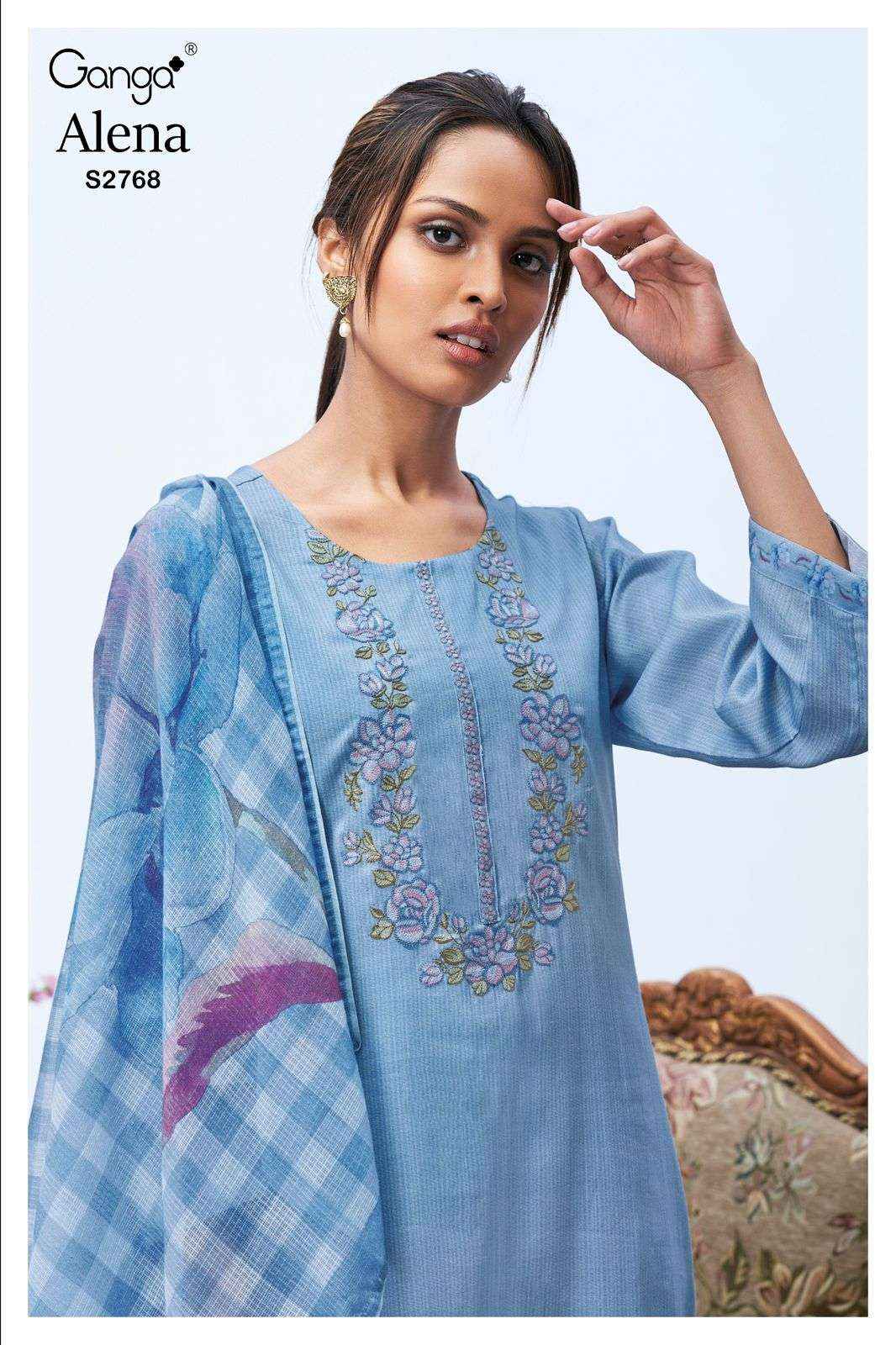 Ganga Alena 2768 Cotton Dress Material 4 pcs Catalogue