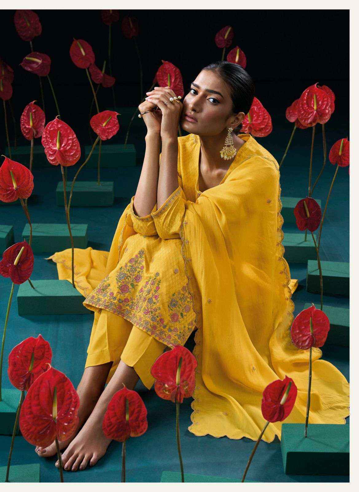 Ganga Ferisha Bemberg Silk Dress Material 6 pcs Catalogue