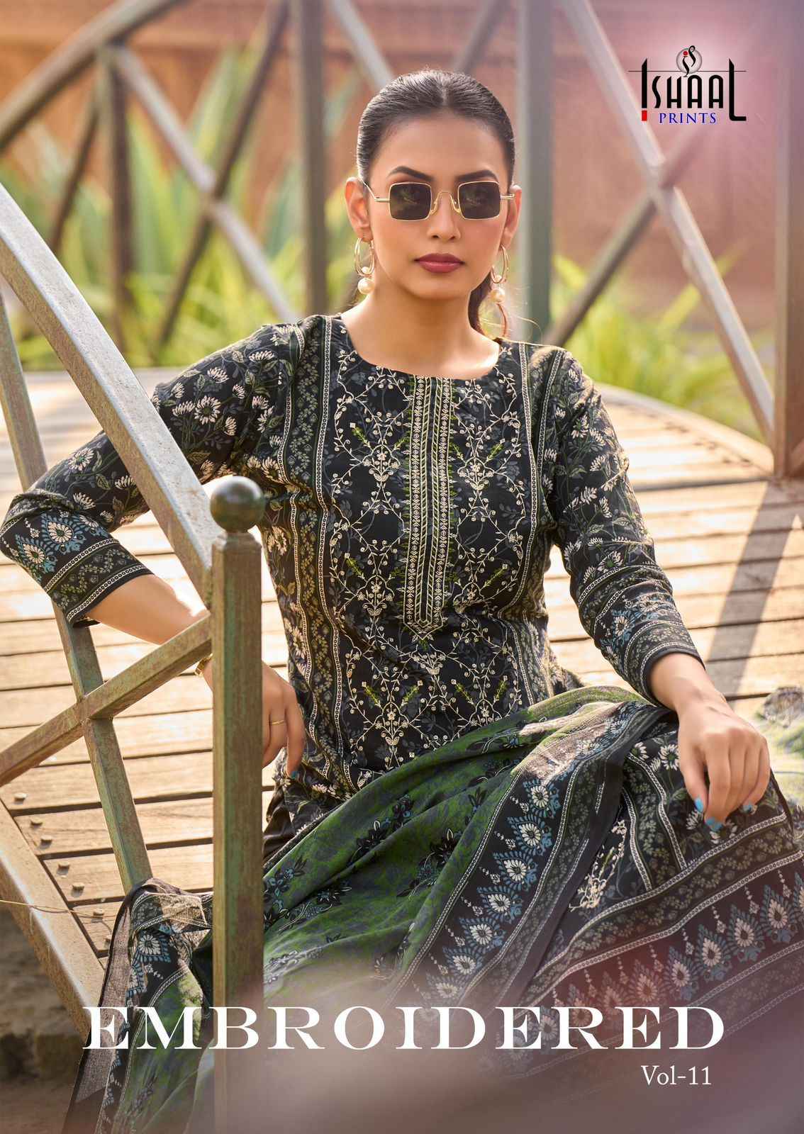 Ishaal Embroidered Vol 11 Lawn Cotton Dress Material 10 pcs Catalogue