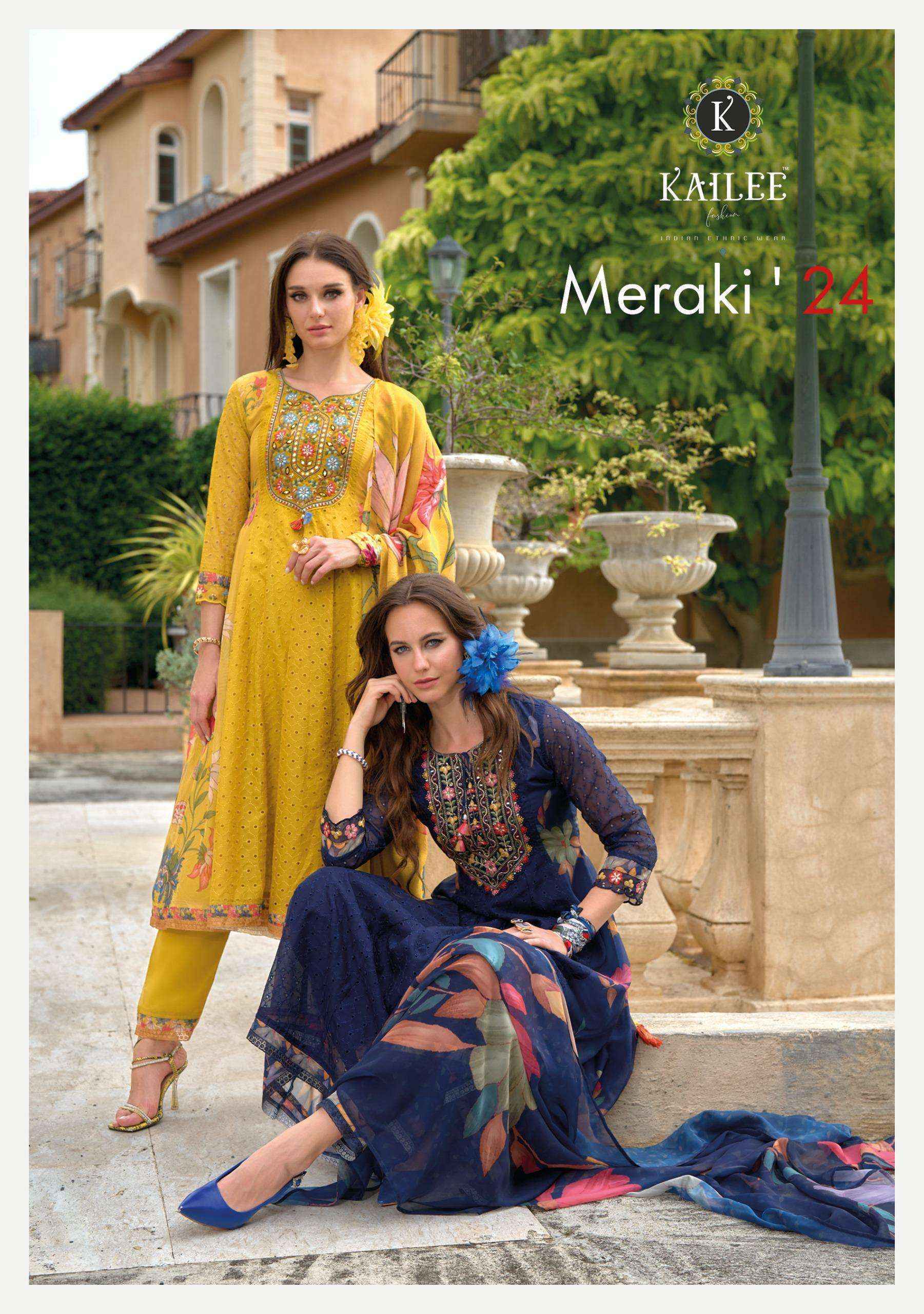 Kailee Fashion Meraki Readymade Organza With Chikankari Work Dress Material 6 pcs Catalogue