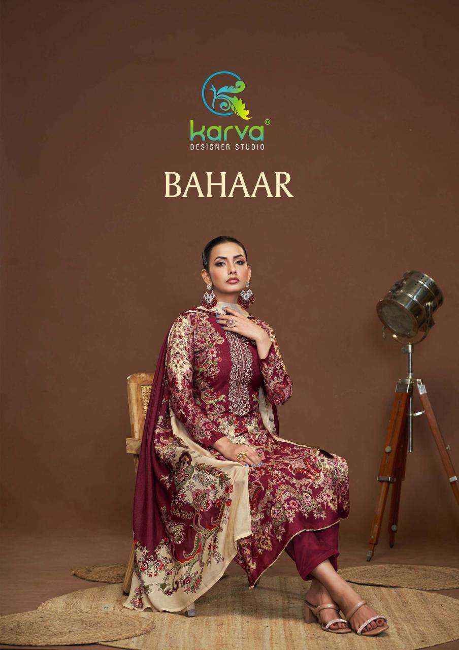 Karva Bahaar Viscouse Dress Material 4 pcs Catalogue