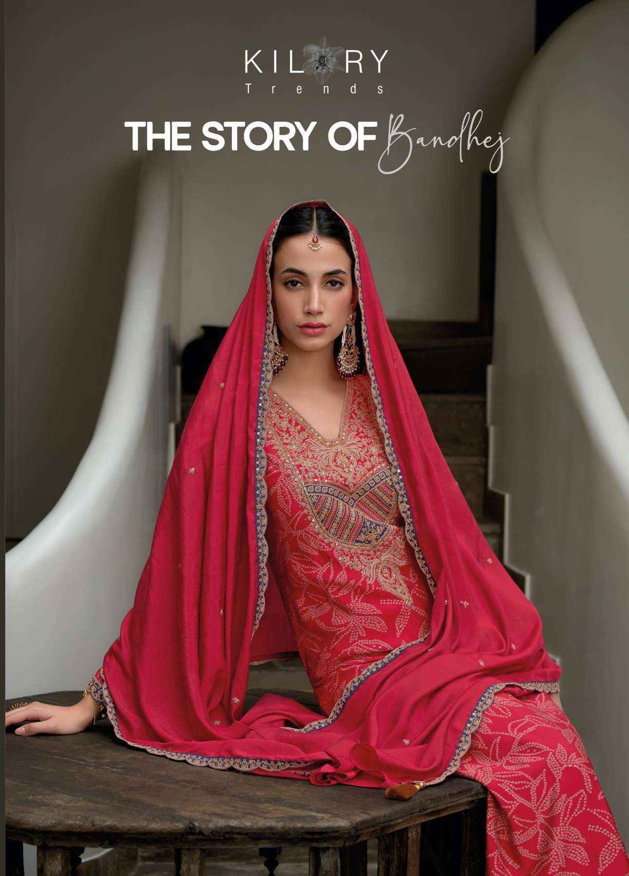 Kilory Trendz The Story Of Bandhej Viscouse Silk Dress Material 8 pcs Catalogue