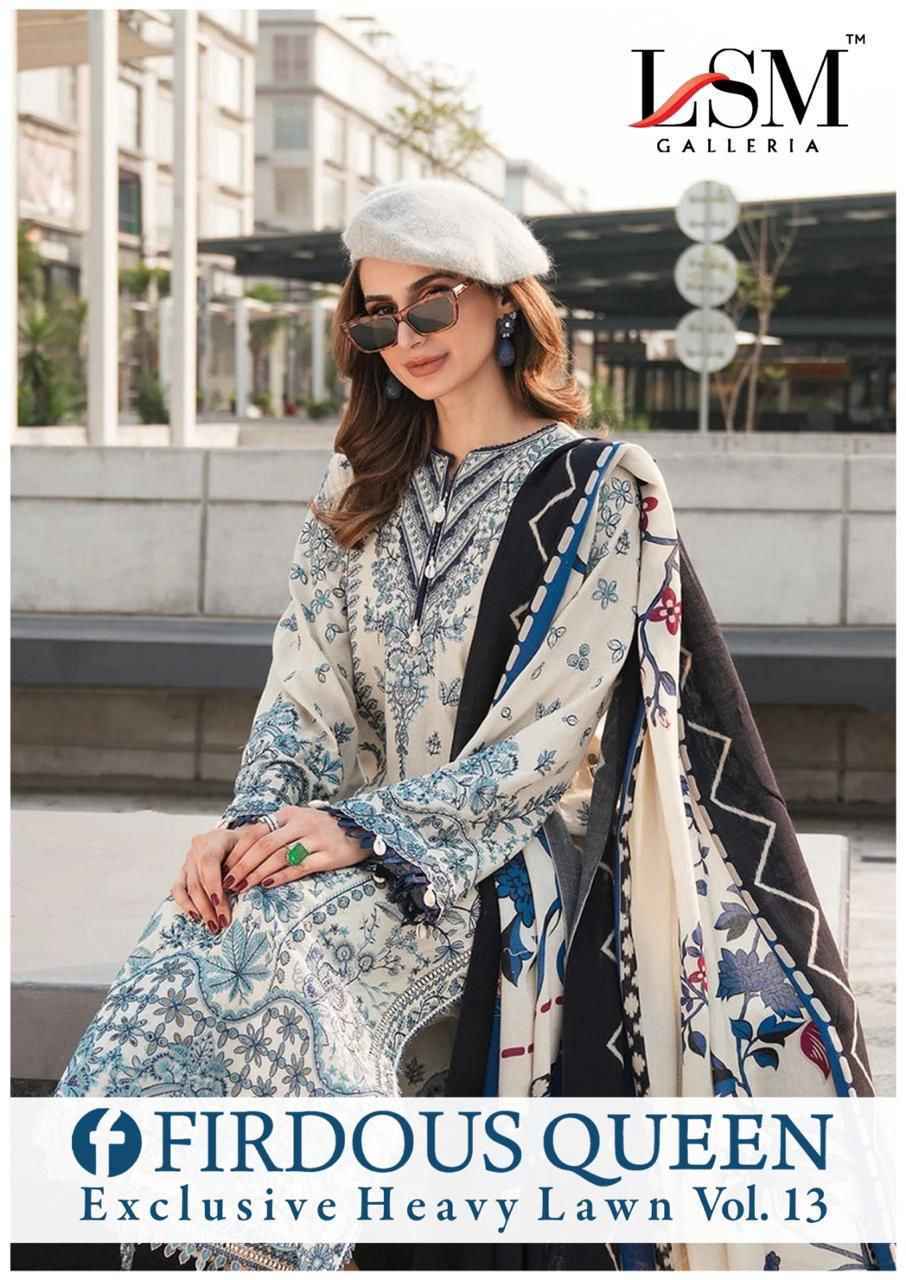 LSM Galleria Firdous Queen Lawn Vol 13 Lawn Cotton Dress Material 6 pcs Catalogue