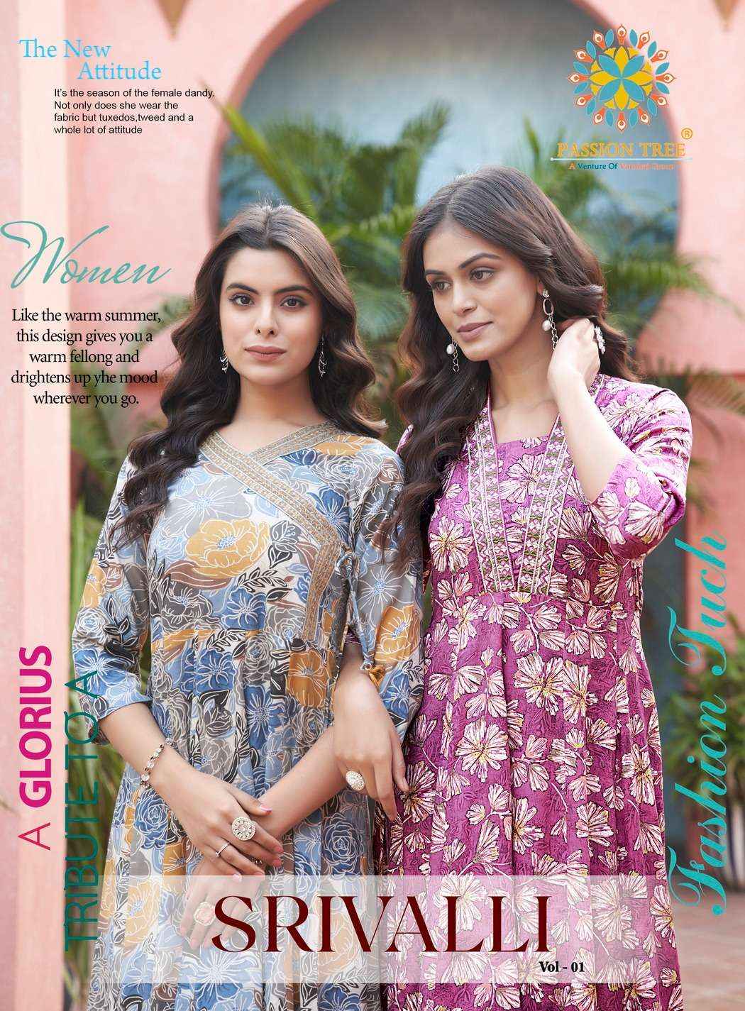 Passion Tree Srivalli Vol 1 Rayon  Gown 8 pcs Catalogue