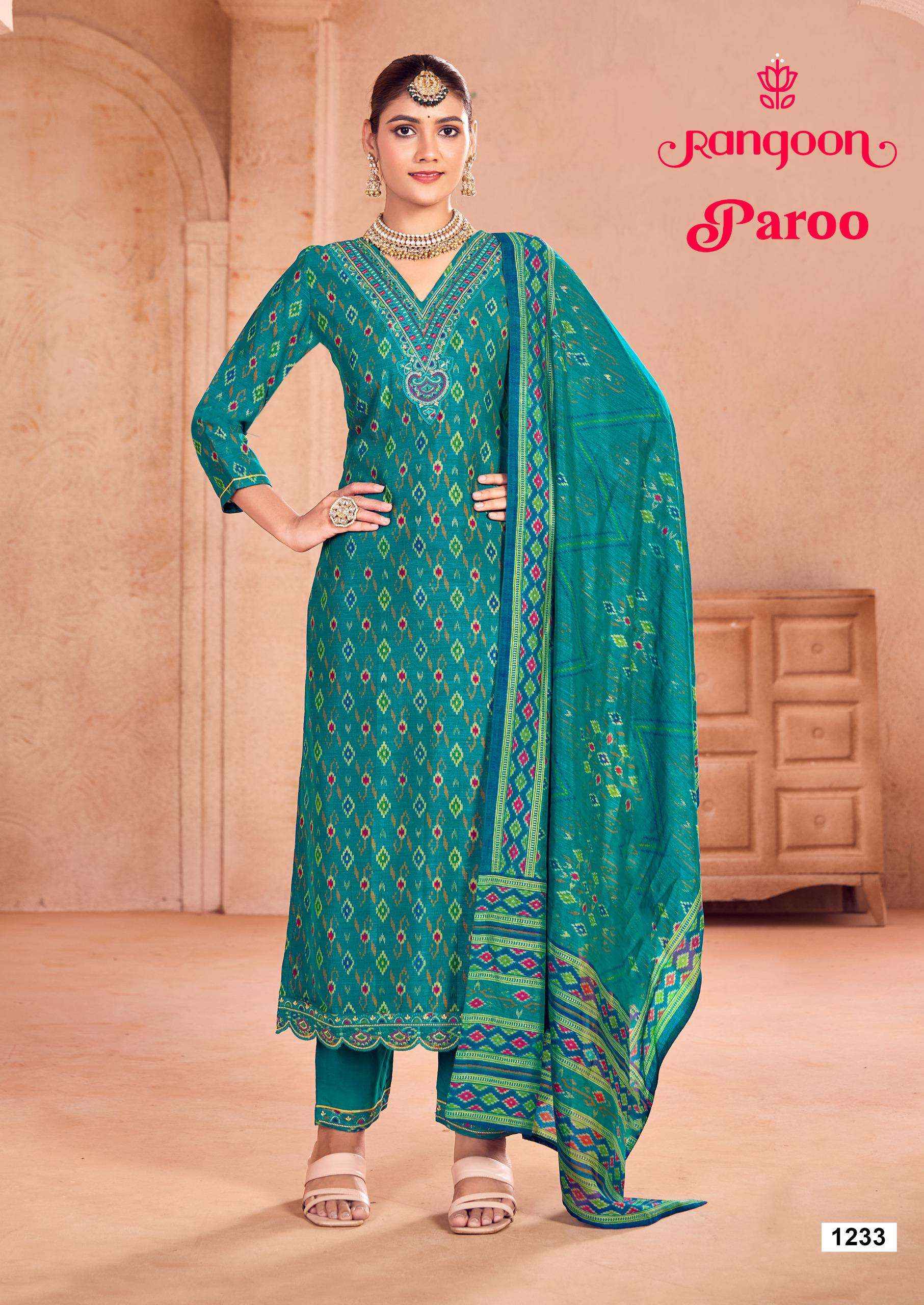 Rangoon Paroo Silk Kurti Combo 4 pcs Catalogue