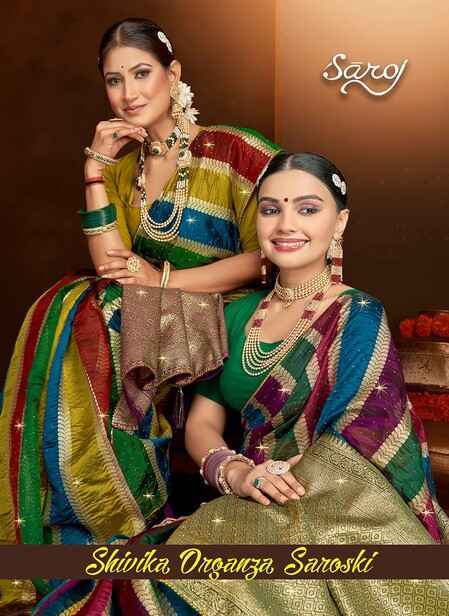 Saroj Shivika Organza Swarovski Saree 6 pcs Catalogue
