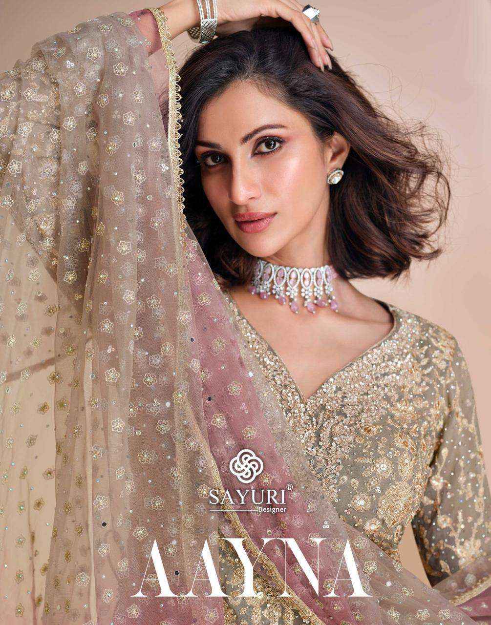 Sayuri Designer Aayna Readumade Georgette Dress 3 pcs Catalogue