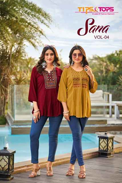 Tips & Tops Sana Vol 4 Rayon Kurti 8 pcs Catalogue