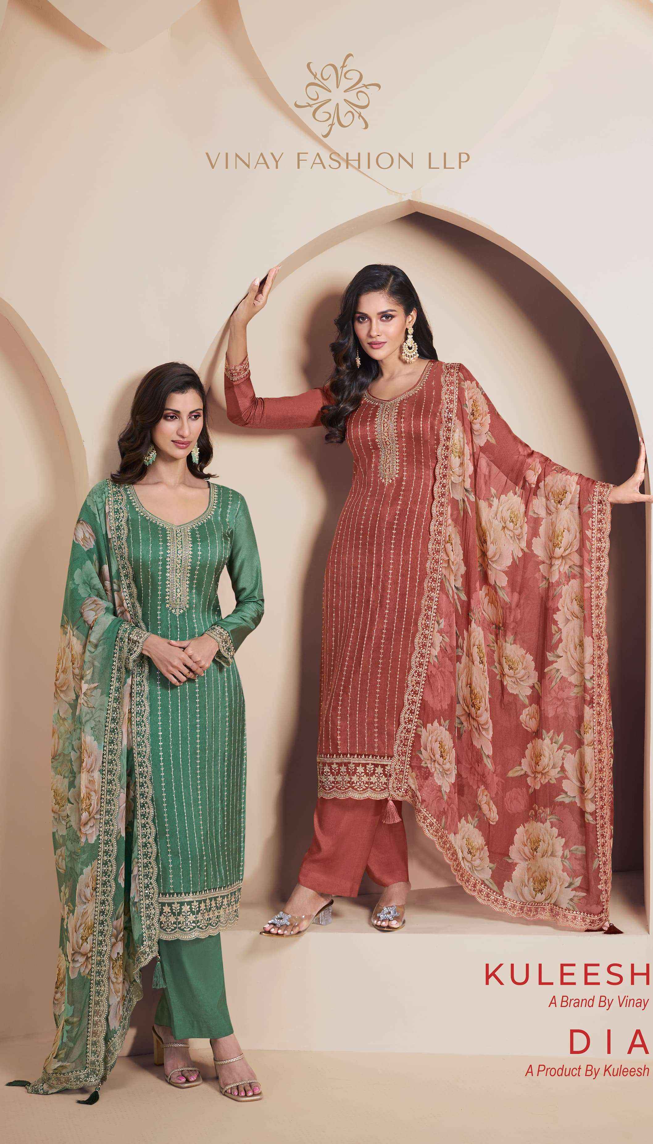 Vinay Fashion Kuleesh Dia Silk Dress Material 5 pcs Catalogue