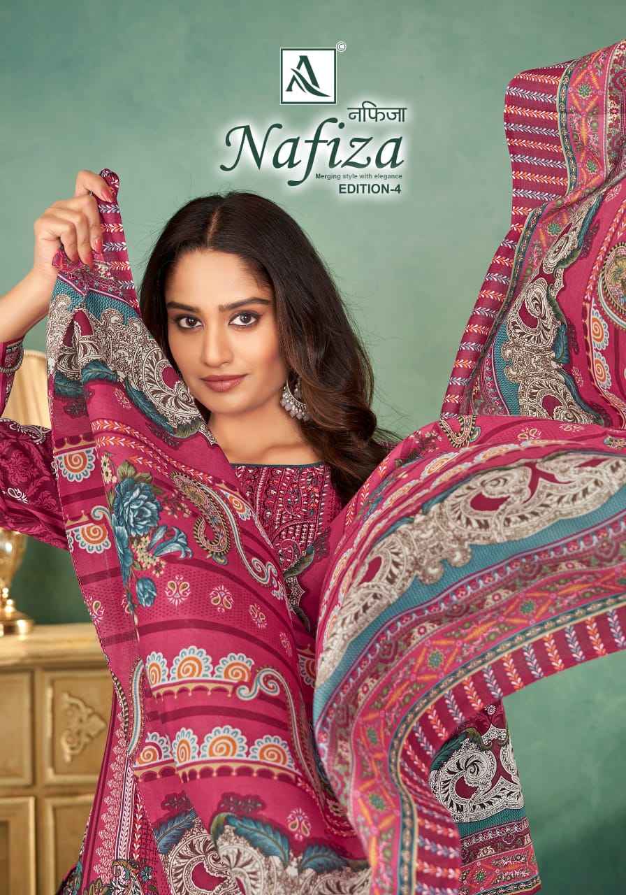 Alok Nafiza Editon 4 Cambric Cotton Dress Material 8 pcs Catalogue