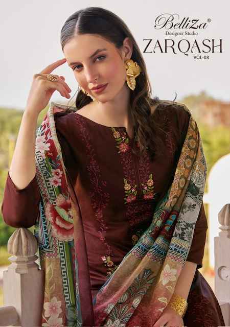 Belliza Zarqash Vol 3 Jam Dress Material 8 pcs Catalogue