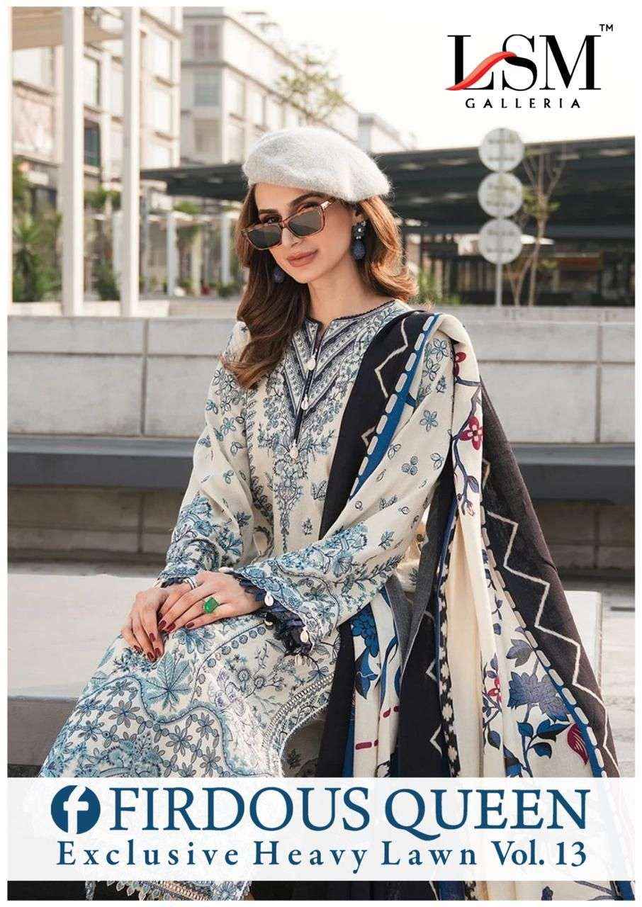 LSM Galleria Firdous Queen Lawn Vol 13 Readymade Lawn Cotton Dress 6 pcs Catalogue