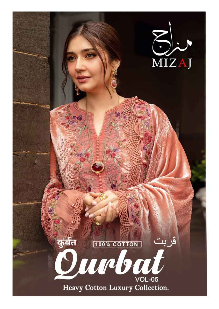 Mizaj Qurbat Vol 5 Cotton Dress Material 6 pcs Catalogue