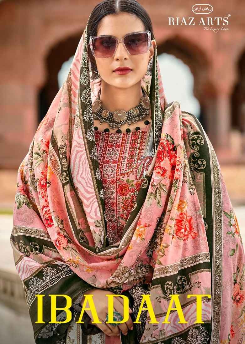 Riaz Arts Ibadaat Karachi Lawn Dress Material 8 pcs Catalogue