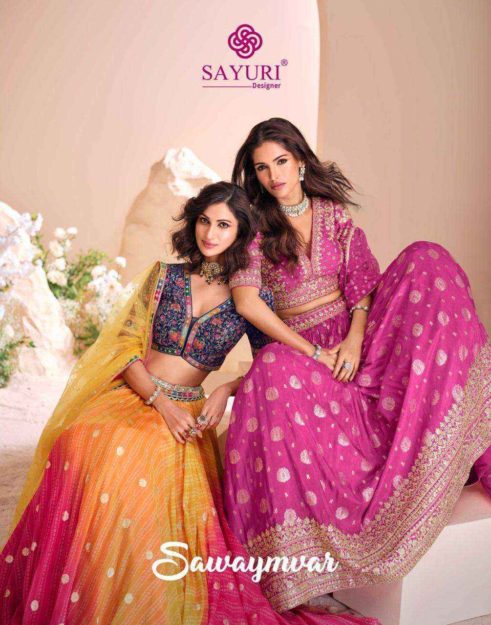 Sayuri Designer Sawaymvar Viscose Jacquard Lehenga Choli 3 pcs Catalogue