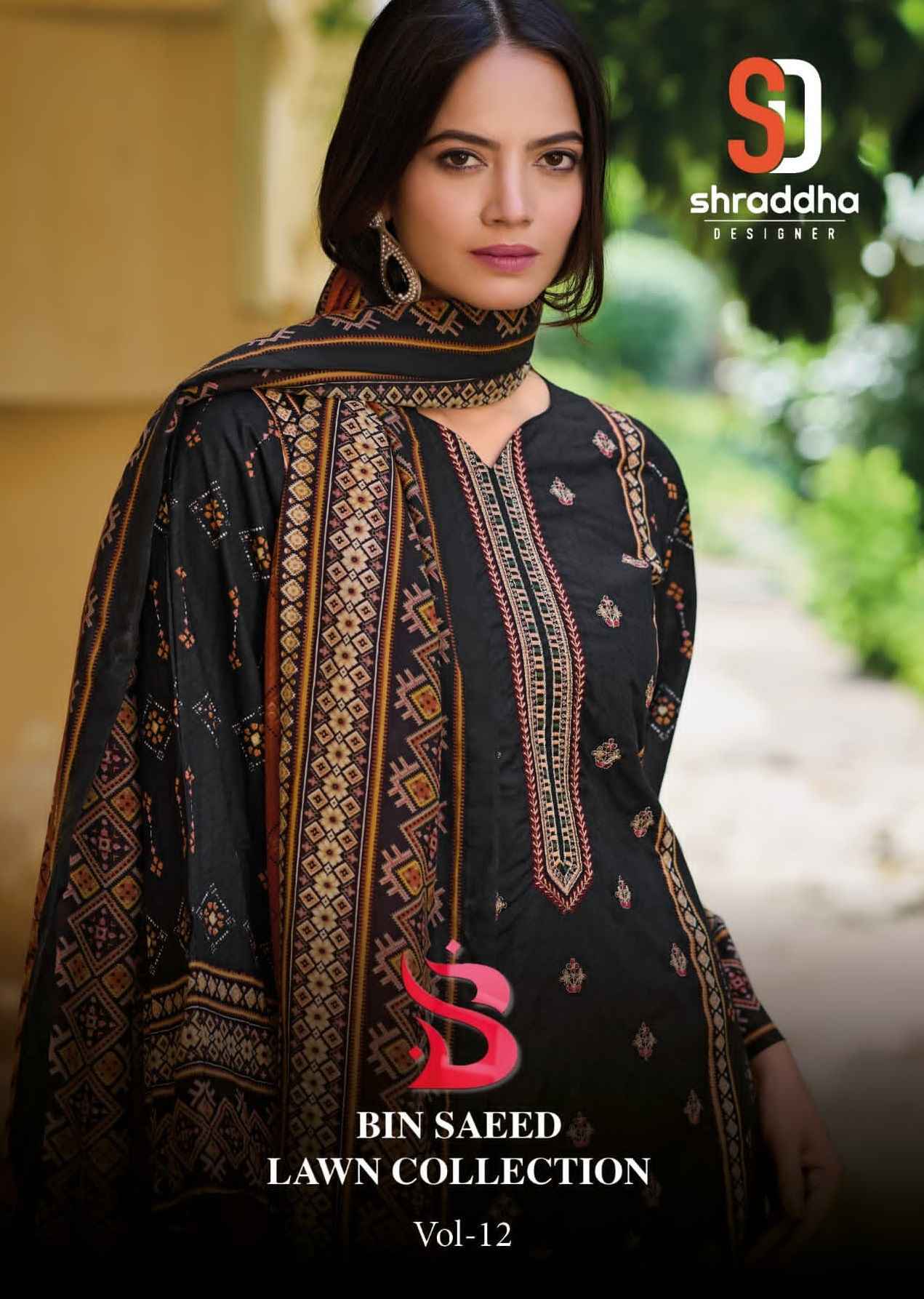 Shraddha Designer Bin Saeed Lawn Collection Vol 12 Cotton Dress Material 4 pcs Catalogue