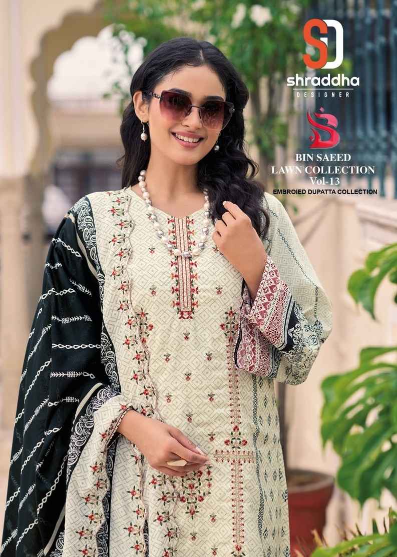 Shraddha Designer Bin Saeed Lawn Collection Vol 13 Cotton Dress Material 8 pcs Catalogue