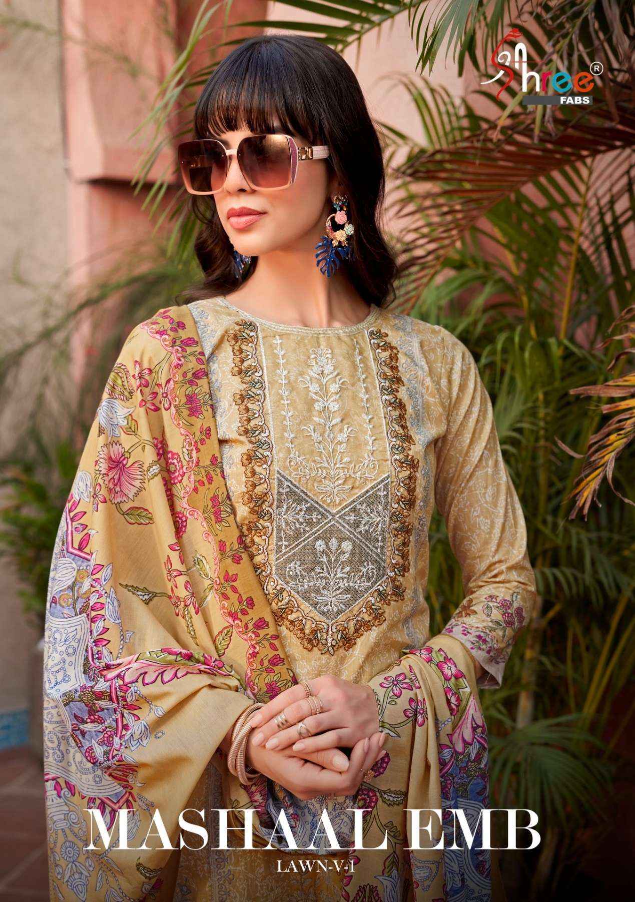 Shree Fabs Mashaal Emb Lawn Vol 1 Cotton Dress Material 8 pcs Catalogue