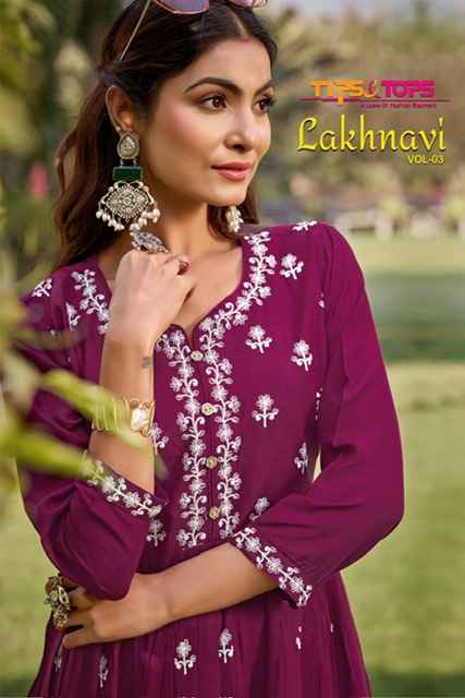 Tips & Tops Lakhnavi Vol 3 Rayon Gown 6 pcs Catalogue